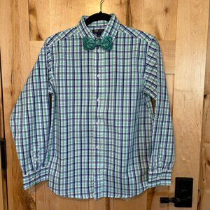 TH Flex Tommy Hilfiger Long Sleeved Plaid Dress Shirt Bow Tie Combo 18 Dressy